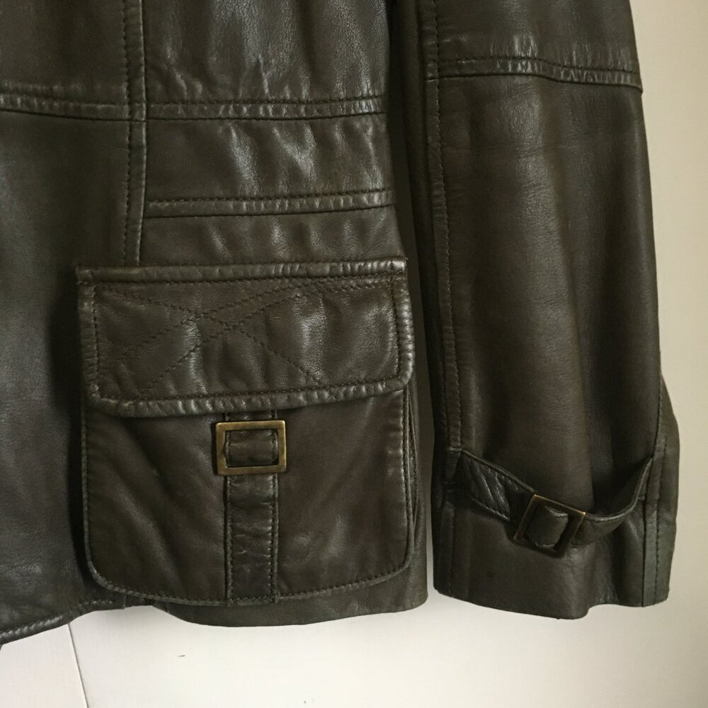 VTG Y2K Danier Leather Field Utility Jacket Earthy Brown S - Picture 5 of 16